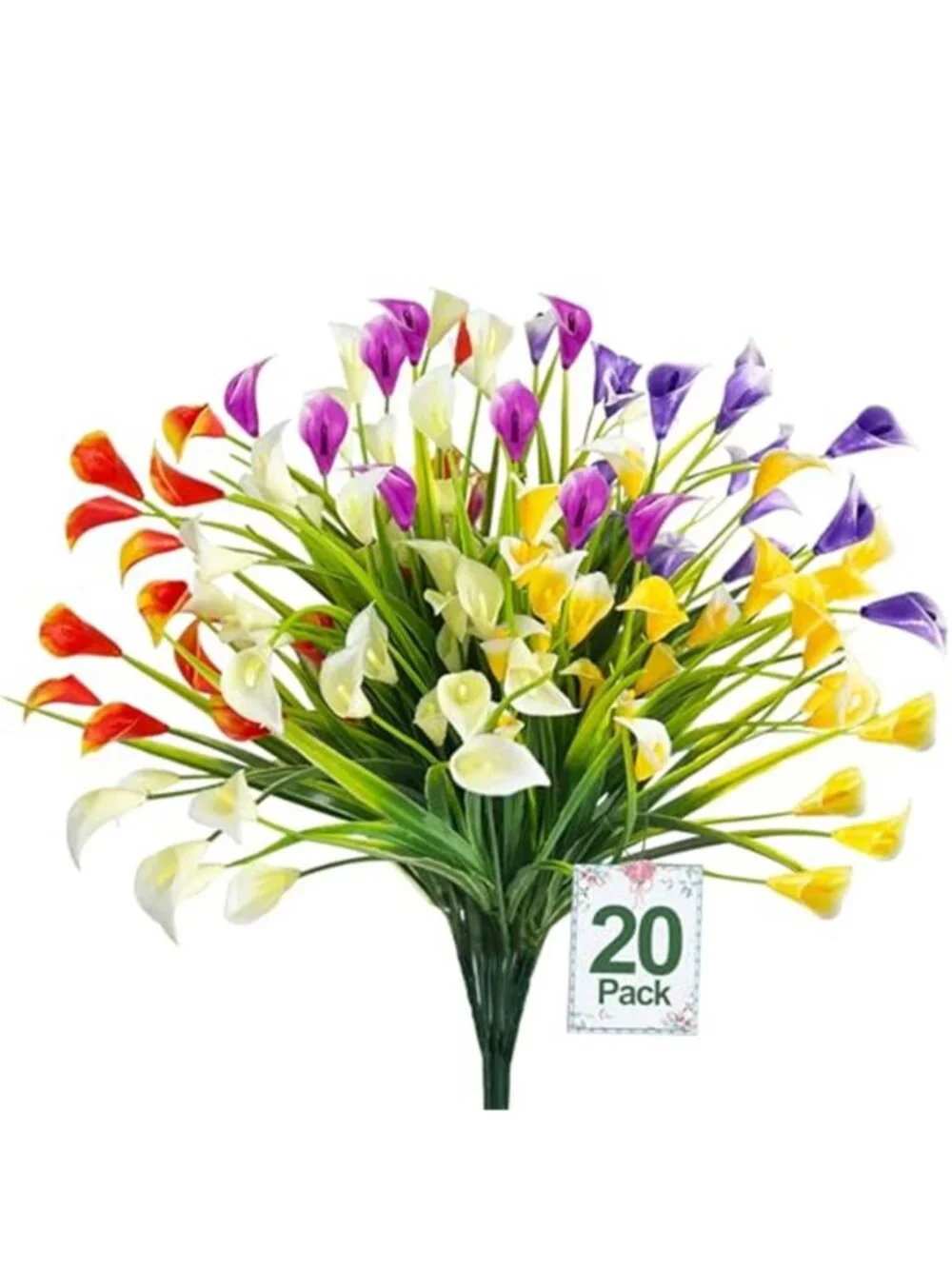 Artificial Calla Lily Flowers UV Resistant Faux Outdoor Plants 20 Bundles